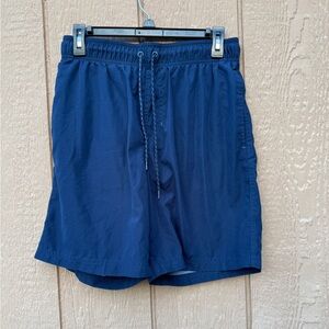 George Men's Blue Swim Shorts M (32-Solid Drawstring Elastic Waist Lined Pockets